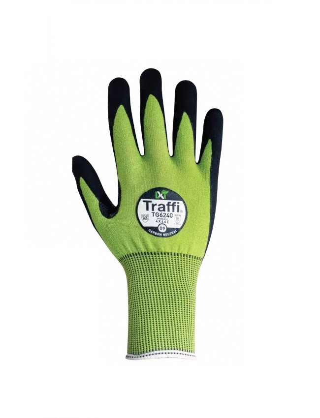 Traffi TG6240 Green Glass, HPPE, Nylon Work Gloves, Size 12, Nitrile Coating