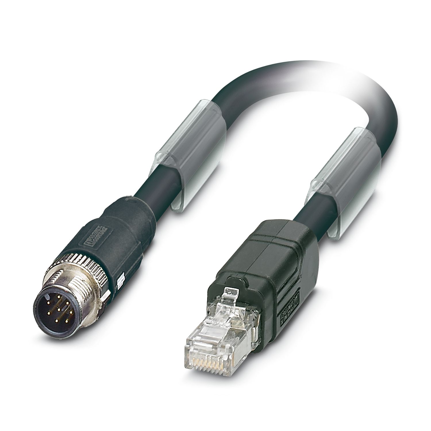 Phoenix Contact1417858, 1.5m Cat6a, Black M12 to Male RJ45 Male, Shielded Shielded, Terminated PVC Sheath