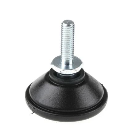 Nu-Tech Engineering M6 40 mm Dia. Adjustable Foot, Polyamide Reinforced Nylon, 300 kg Static Load Capacity 10 ° Tilt