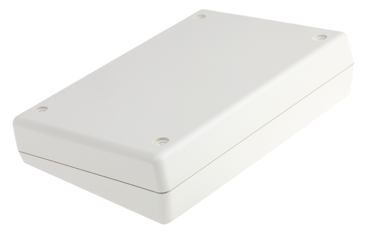 a0519007 OKW DeskCase 138 Series White ABS Desktop Enclosure Sloped Front, 138 mm 47.5 mm, 190 mm