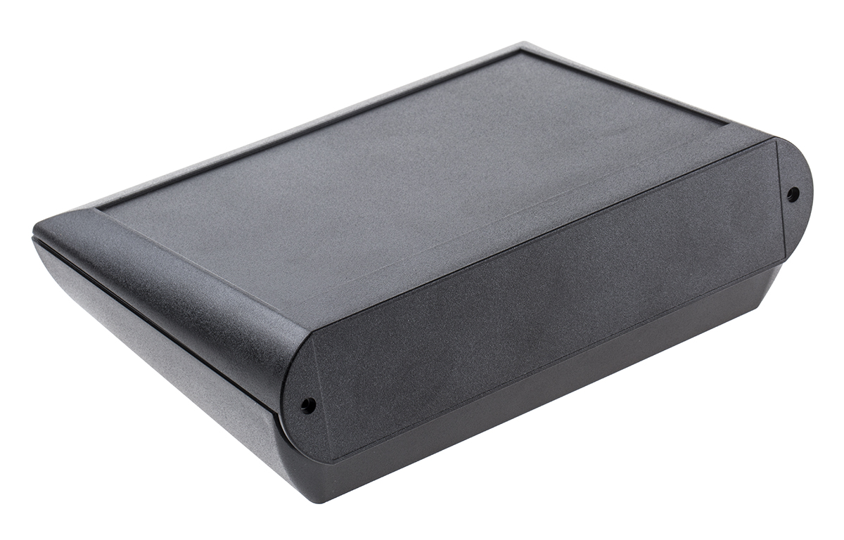 OKW COMTEC 200 Series Black ABS Desktop Enclosure Sloped Front, 200.00 mm 62.8 mm, 148.00 mm