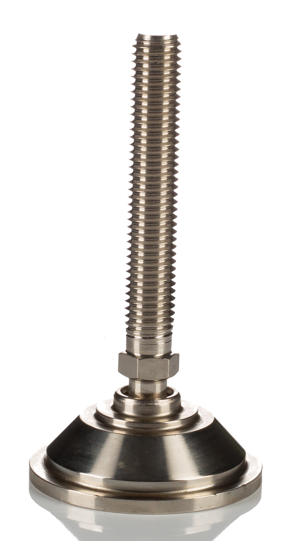 Nu-Tech Engineering M12 55 mm Dia. Adjustable Foot, Nickel Plated Steel, 1000 kg Static Load Capacity 10 ° Tilt Angle
