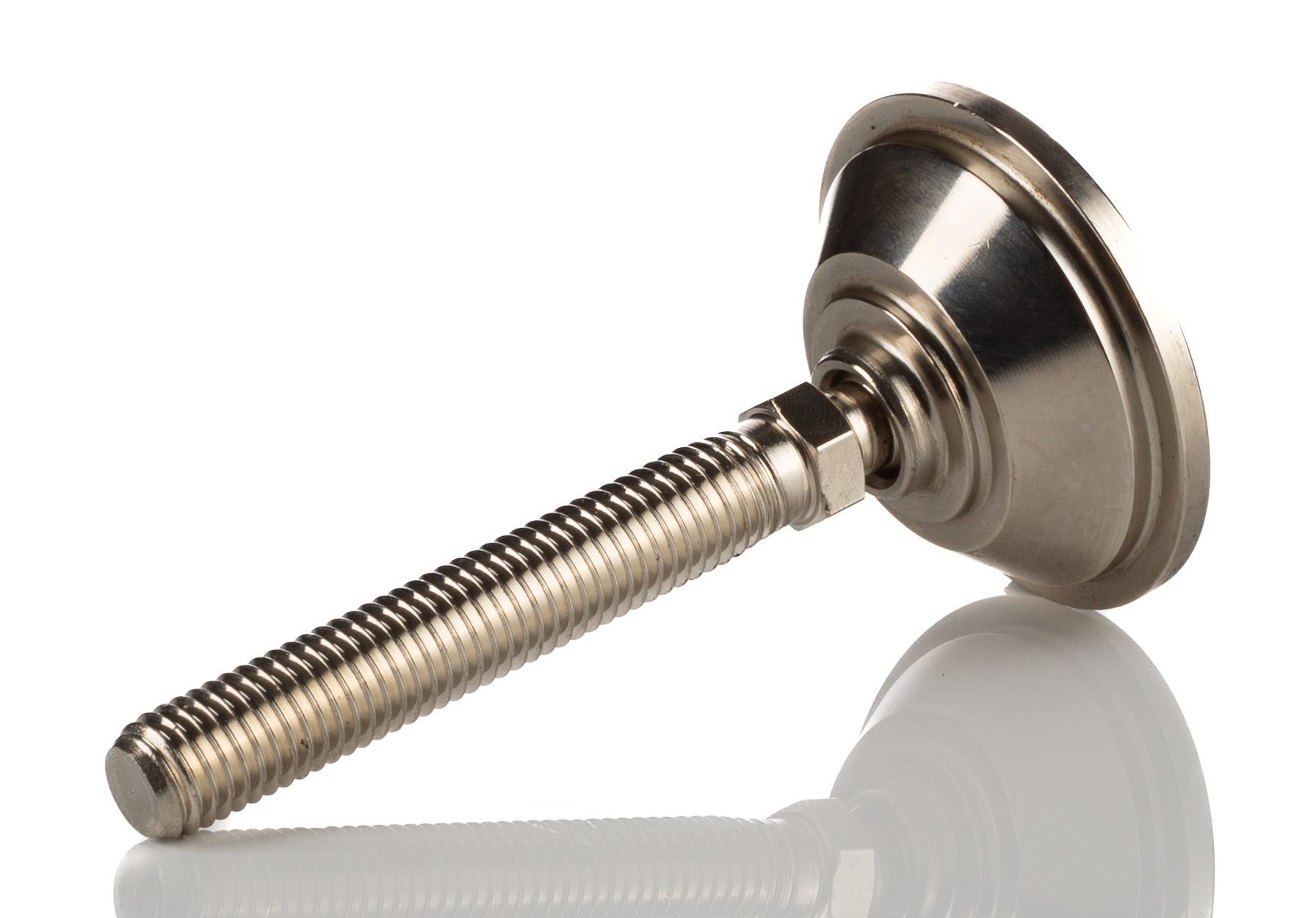 a070001 Nu-Tech Engineering M12 55 mm Dia. Adjustable Foot, Nickel Plated Steel, 1000 kg Static Load Capacity 10 ° Tilt Angle