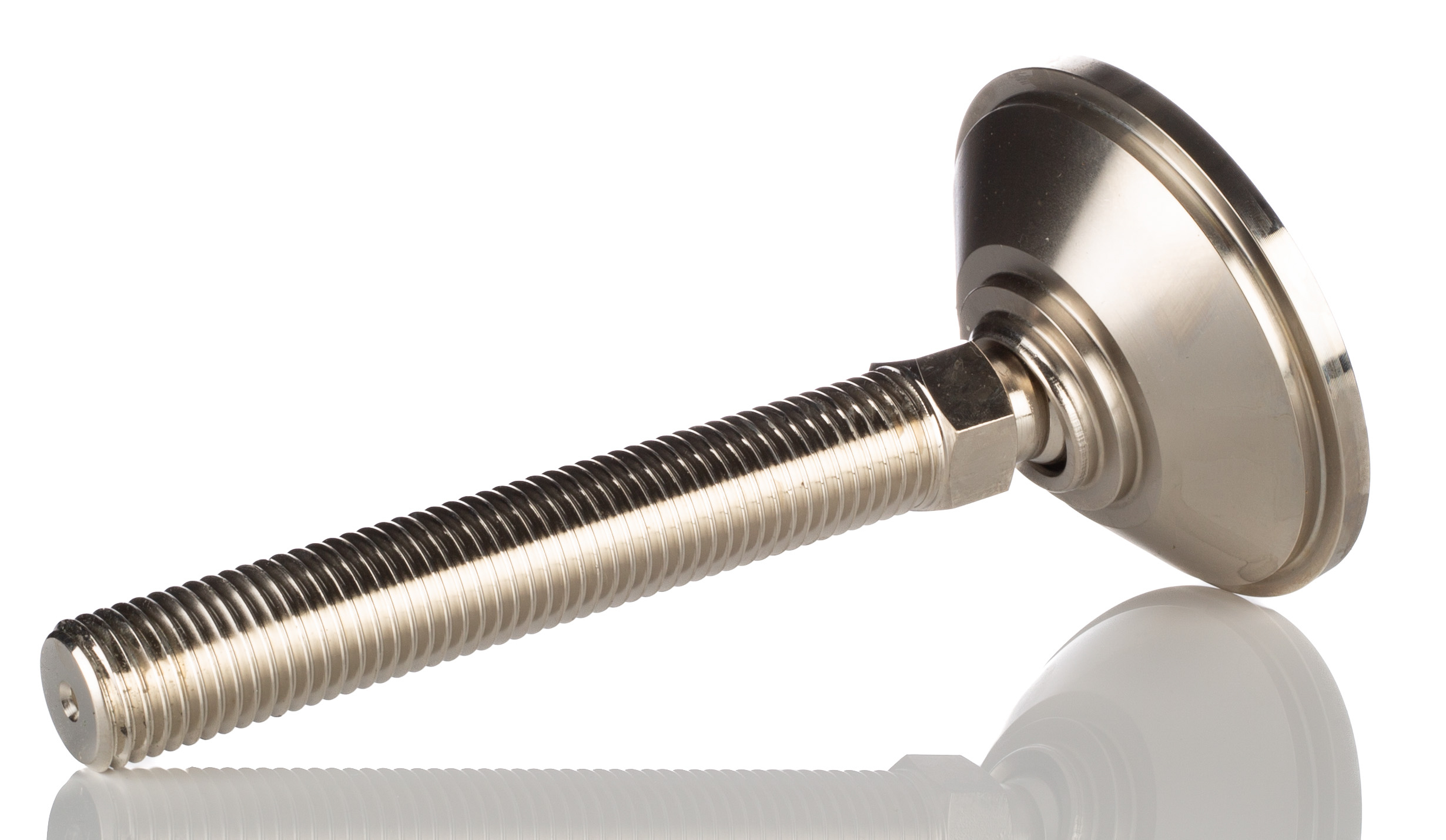 a070002 Nu-Tech Engineering M12 55 mm Dia. Adjustable Foot, Nickel Plated Steel, 1000 kg Static Load Capacity 10 ° Tilt Angle