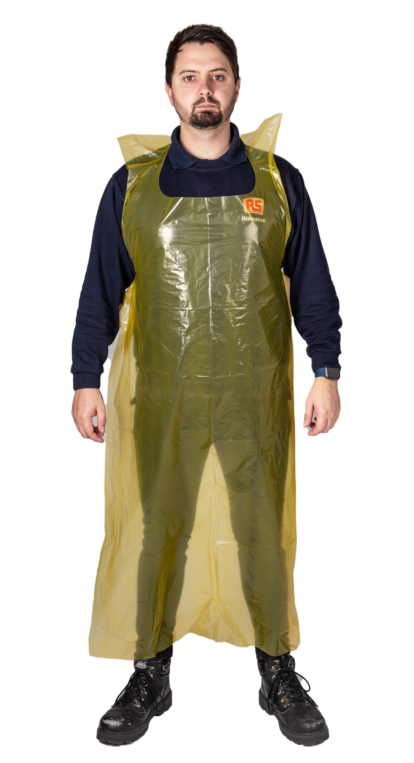 Reldeen Yellow Polythene Disposable Apron, 200 Per Pack Per Box