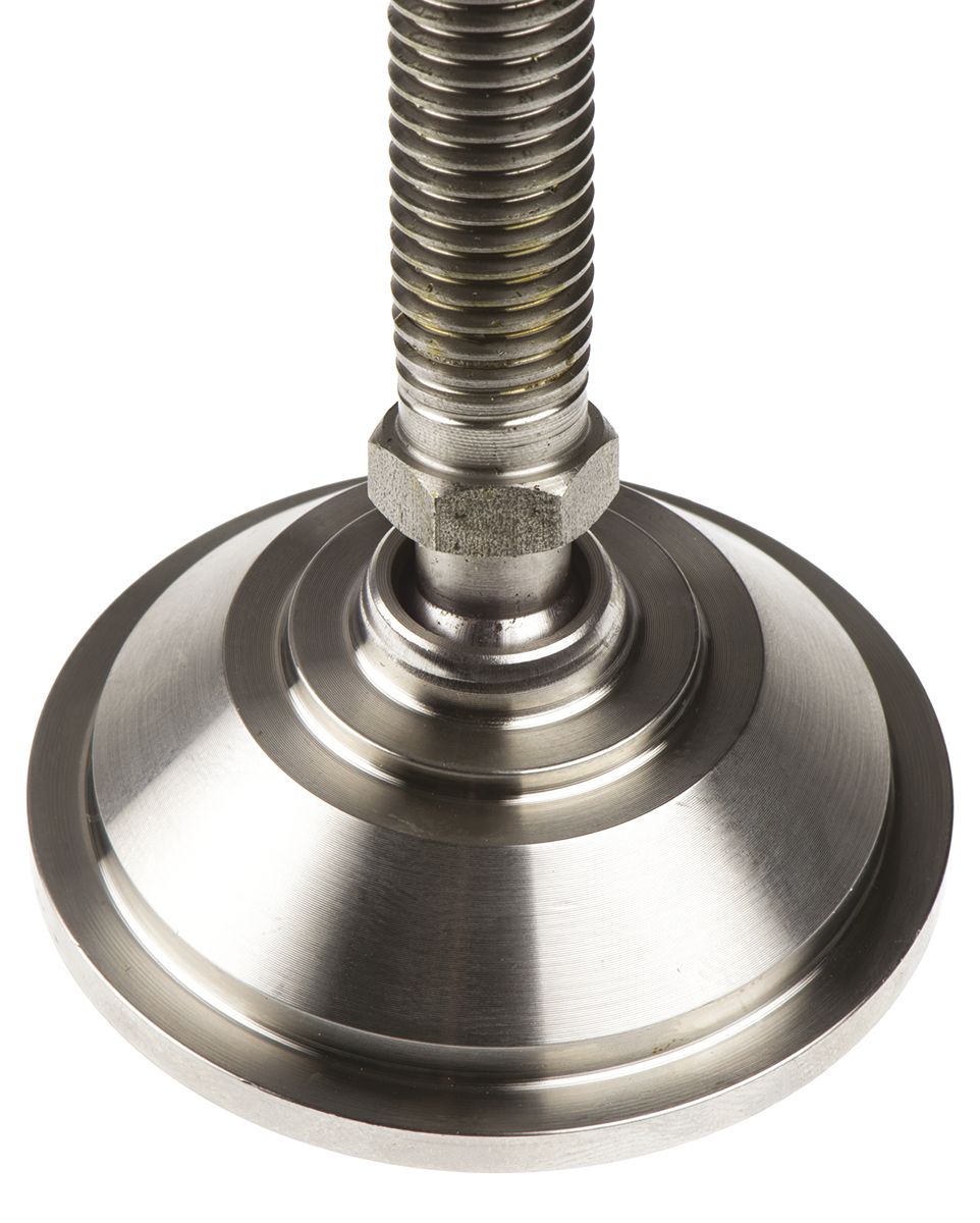 a080005 Nu-Tech Engineering M12 55 mm Dia. Adjustable Foot, Stainless Steel, 1500 kg Static Load Capacity 10 ° Tilt Angle