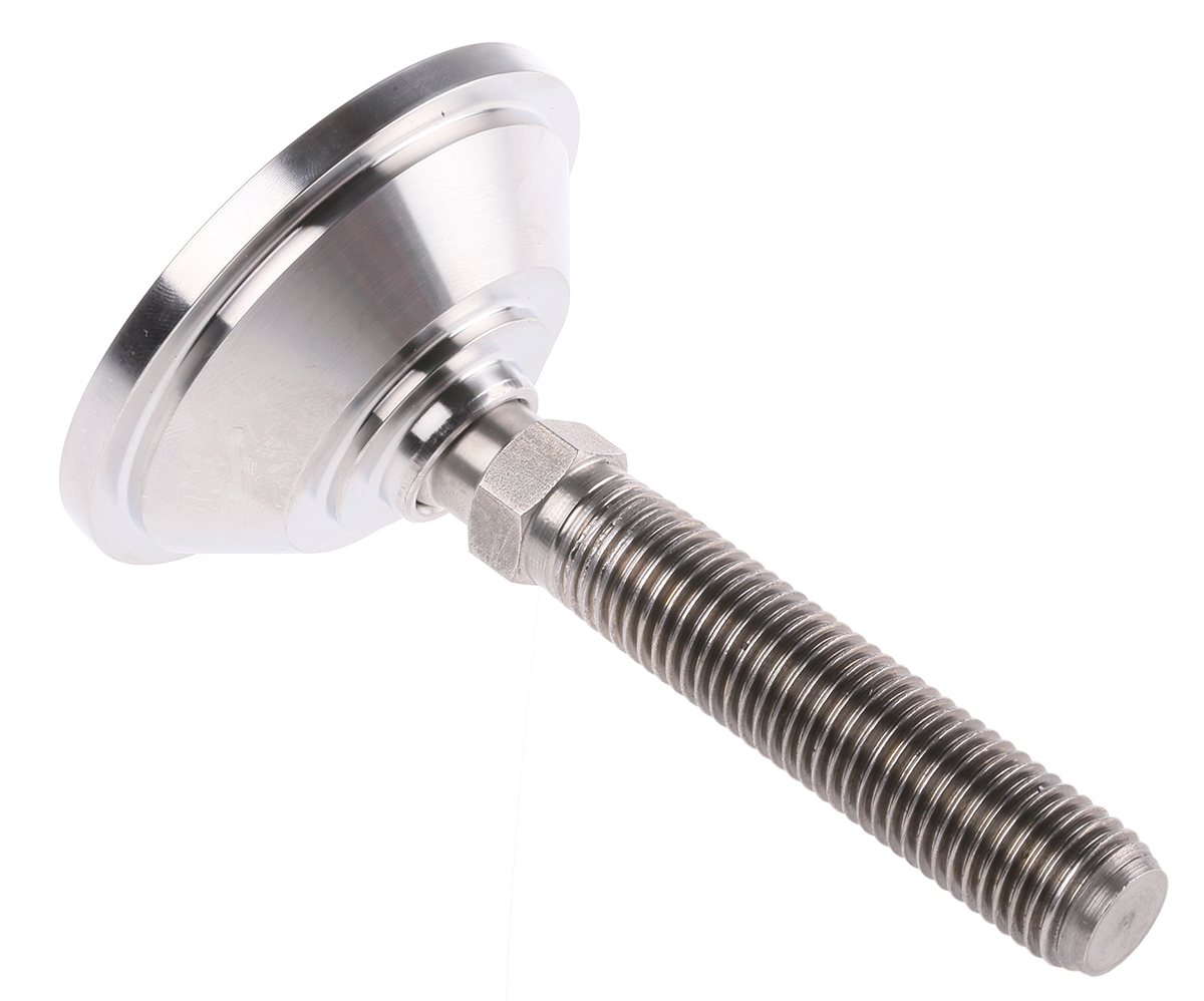 a080016 Nu-Tech Engineering M16 70 mm Dia. Adjustable Foot, Stainless Steel, 2000 kg Static Load Capacity 10 ° Tilt Angle