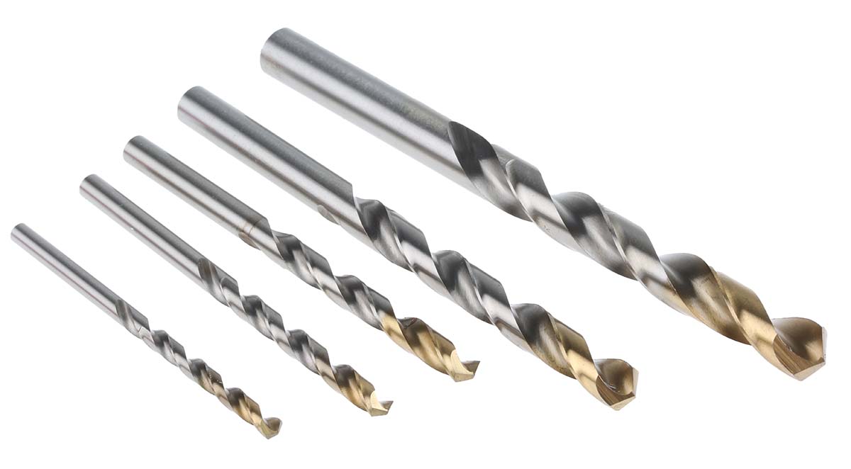 Dormer 5-Piece Twist Set for Multi-Material, 10 mm Max, 4 mm Min, High Speed Steel Bits