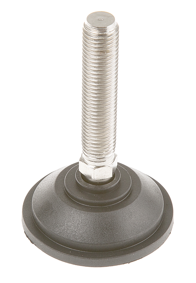 Nu-Tech Engineering M16 70 mm Dia. Adjustable Foot, Nickel Plated Steel, 1500 kg Static Load Capacity 10 ° Tilt Angle
