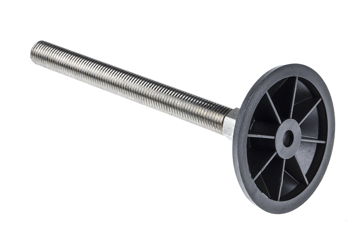 a095002 Nu-Tech Engineering M20 100 mm Dia. Adjustable Foot, Stainless Steel, 2000 kg Static Load Capacity 10 ° Tilt Angle