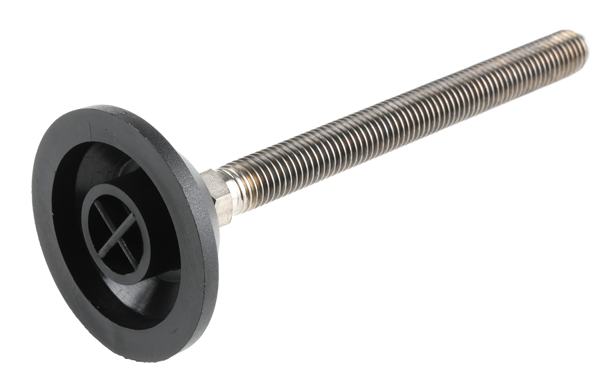 a095030 Nu-Tech Engineering M12 55 mm Dia. Adjustable Foot, Stainless Steel, 600 kg Static Load Capacity 10 ° Tilt Angle