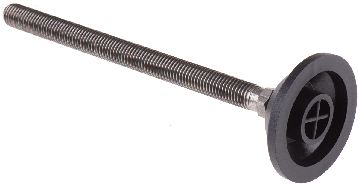 a095031 Nu-Tech Engineering M12 55 mm Dia. Adjustable Foot, Stainless Steel, 600 kg Static Load Capacity 10 ° Tilt Angle