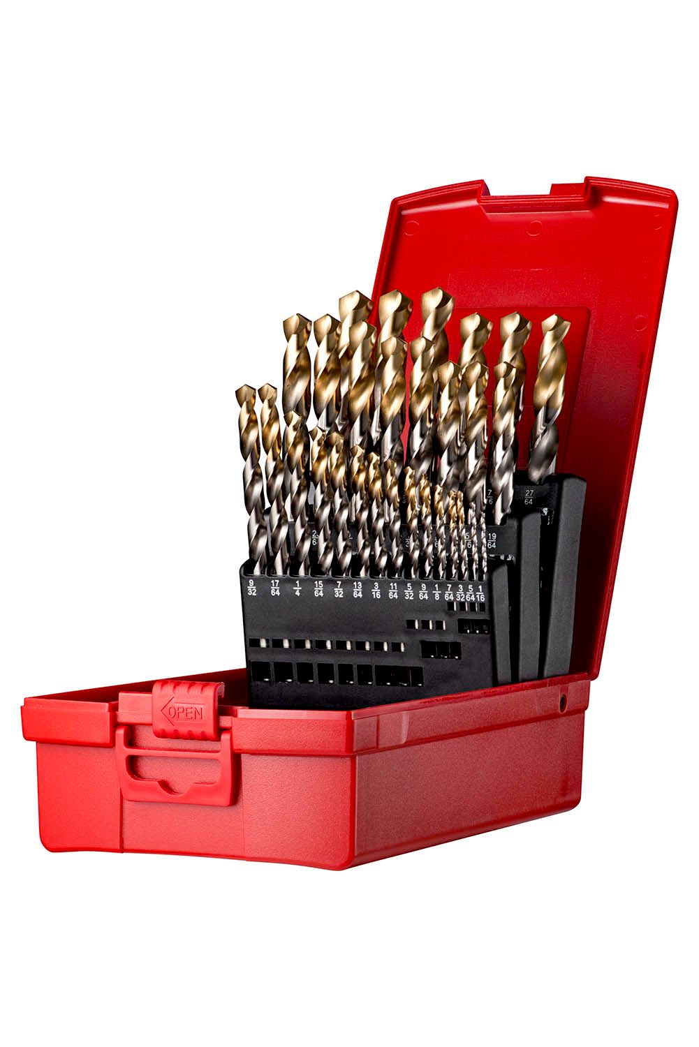 Dormer 29-Piece Jobber Drill Set for Multi-Material, 1/2 in Max, 1/16 in Min, High Speed Steel with Tin Tip Coated Bits