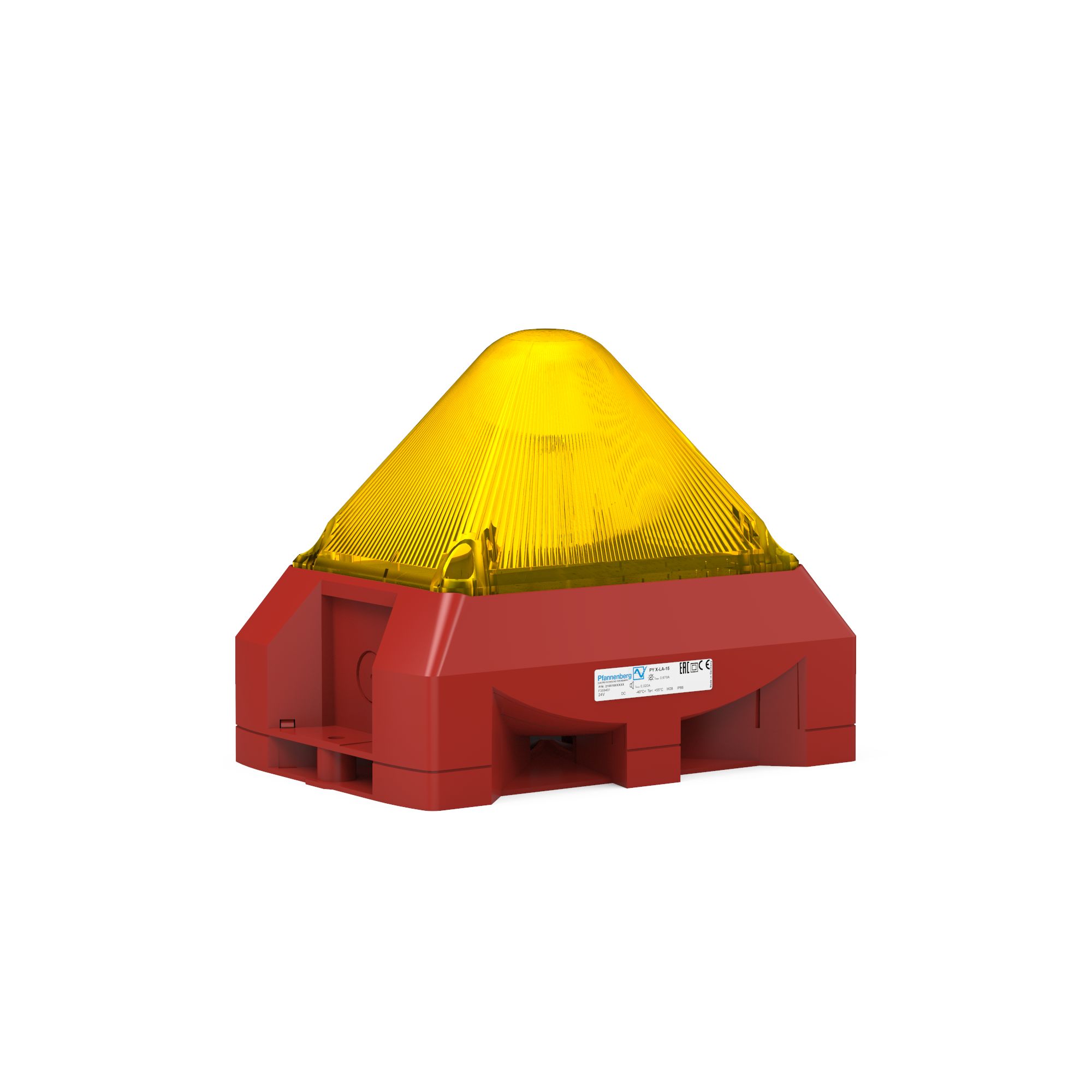 Pfannenberg PY X Series Yellow Beacon, 24 V dc, IP66, Free Mount, 101dB at 1 Metre