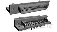 TE Connectivity 74908 100 Way Right Angle Board Mount D-sub Connector Plug, 1.27mm Pitch, with 4-40 UNC, Threaded Insert