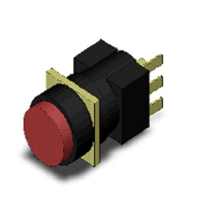 Omron A16 Series Push Button Switch, Momentary, Panel, 16 mm Cutout, SPDT, Red LED, IP65, 30 V dc 30 V ac