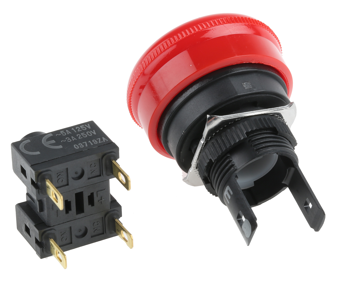 a165e-s-02 Omron A165E Series Twist Release Emergency Stop Push Button, Panel Mount, 16 mm Cutout, 2 NC, IP65
