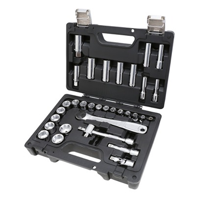 BETA 33-Piece Metric 1/2, 3/8 Standard Socket Set with Ratchet, Hexagon