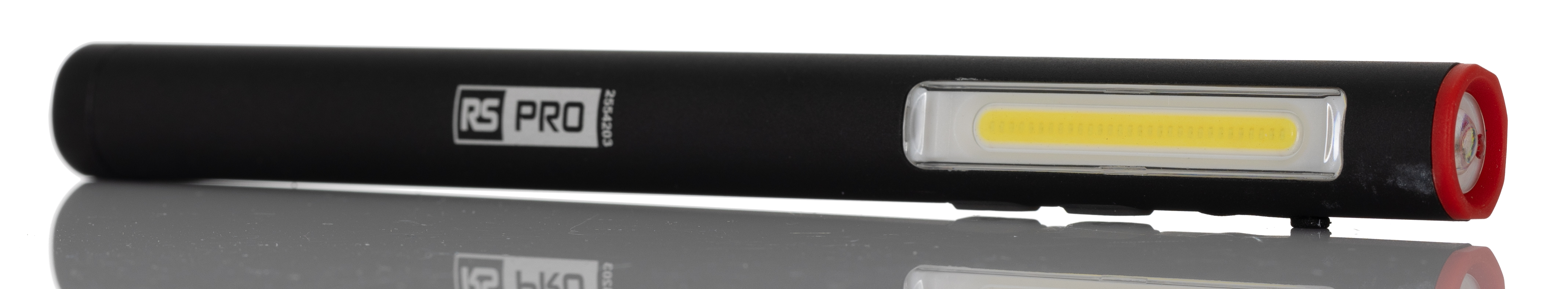 255-4203 RS PRO LED Pen Torch Black, Red - Rechargeable 315 lm, 170.2 mm