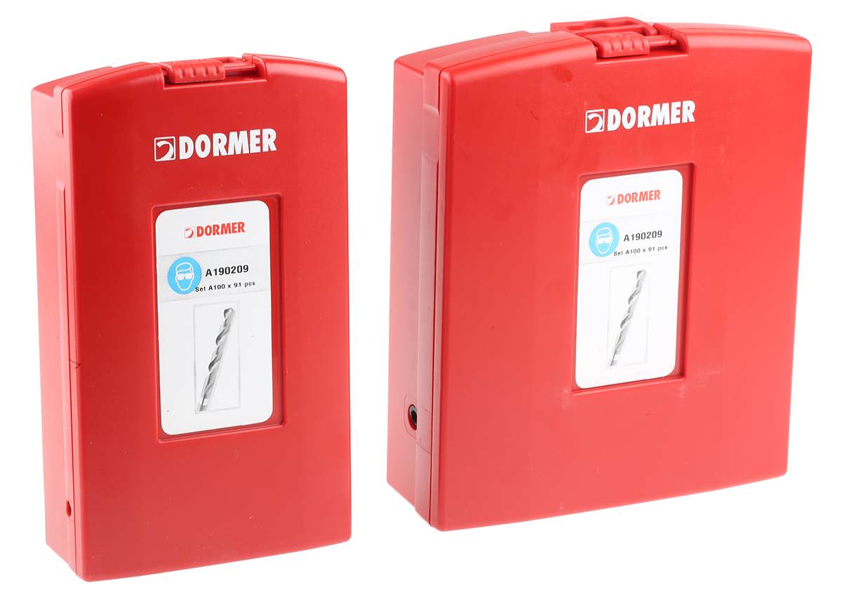 a190209 Dormer 91-Piece Twist Set for Multi-Material, 10 mm Max, 1 mm Min, High Speed Steel Bits