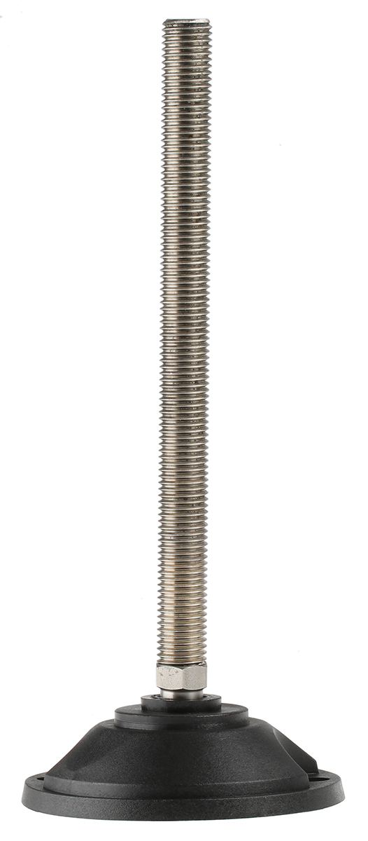 a195004 Nu-Tech Engineering M16 100 mm Dia. Adjustable Foot, Stainless Steel, 2000 kg Static Load Capacity 10 ° Tilt Angle