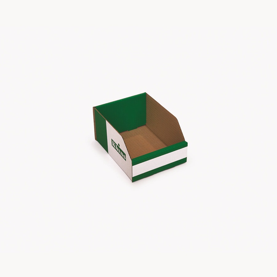 Kbins Cardboard Recycle Bin, 200 mm x 150 mm x 100 mm, Green, White