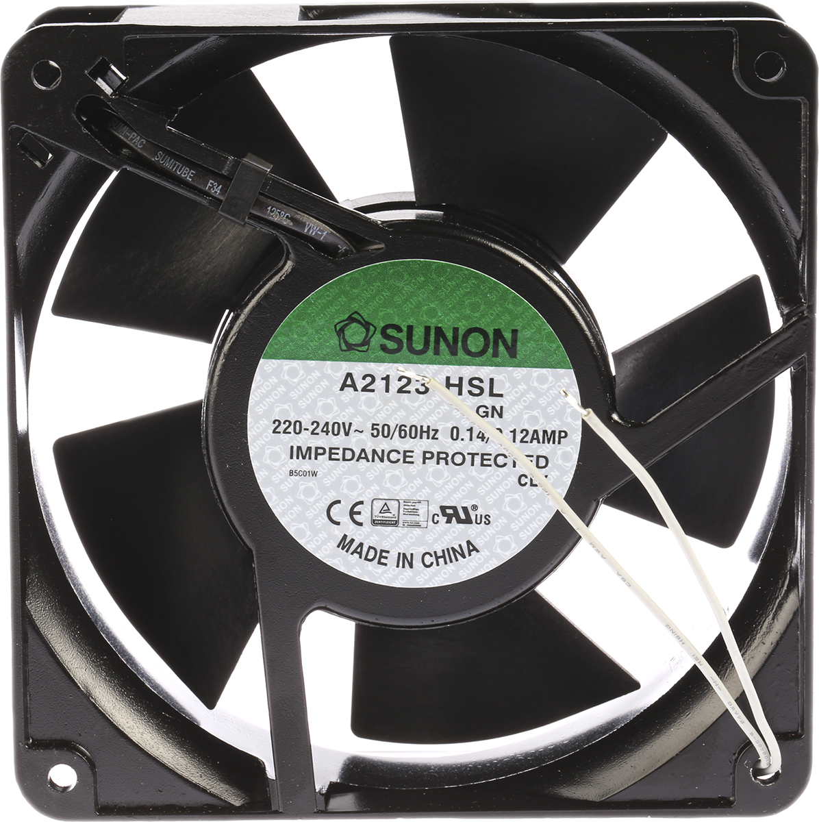 Sunon A2123 Series Axial Fan, 230V ac, 161.4 m³/h, 22 W, 120 mA Max 120 mm, 120mm, 38 mm