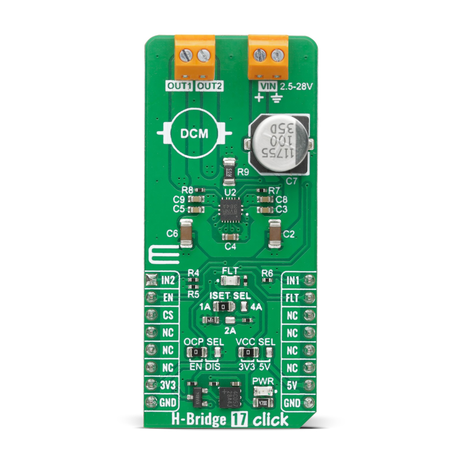 MikroElektronika H-Bridge 17 Click Motor Controller for Evaluation Board for Driving Brushed DC Motors