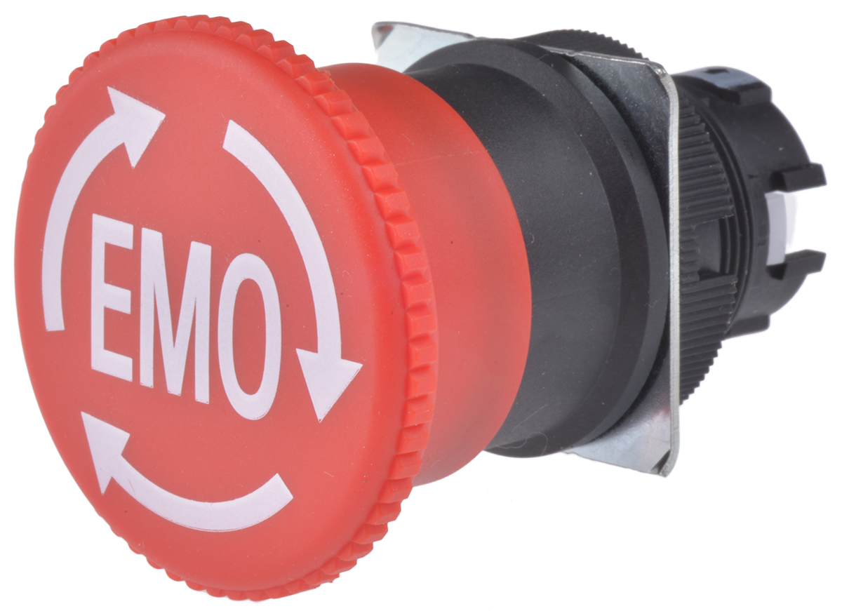 Omron A22E Series Turn Reset Emergency Stop Push Button, Panel Mount, 22 mm Cutout, 2 NC, IP65