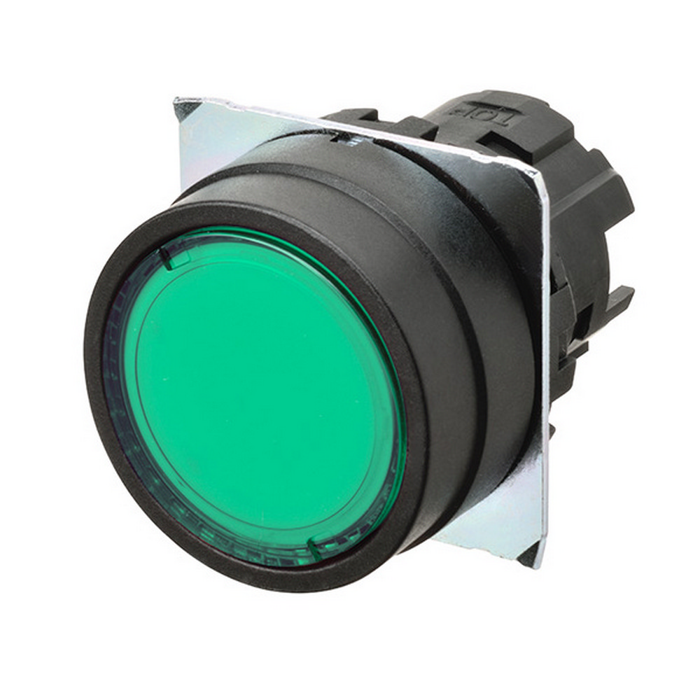 Omron A22N Series Green Momentary Push Button Switch, 22 mm Cutout, IP67, IP69K, IP66