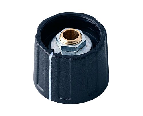 OKW 20 mm Knob Diameter Black Potentiometer Knob for 6 mm Shaft Round Shaft, A2620060