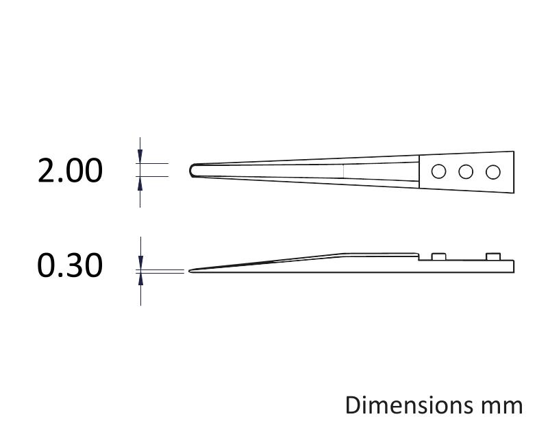 a2amz ideal-tek 50mm Aluminium, Zirconia Aluminium Flat, Straight, Fine, Round Tweezer Tips