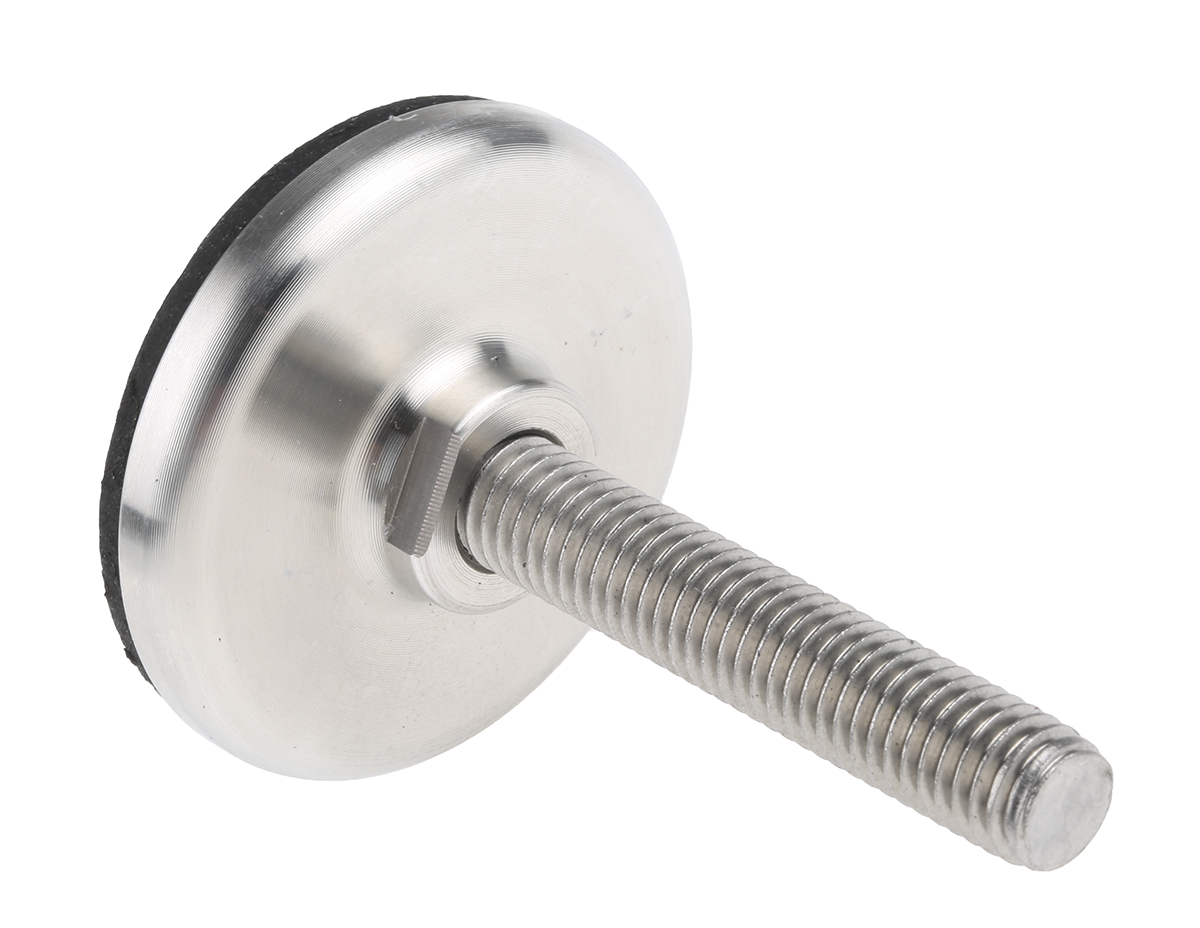 a300001 Nu-Tech Engineering M8 40 mm Dia. Adjustable Foot, Stainless Steel, 450 kg Static Load Capacity
