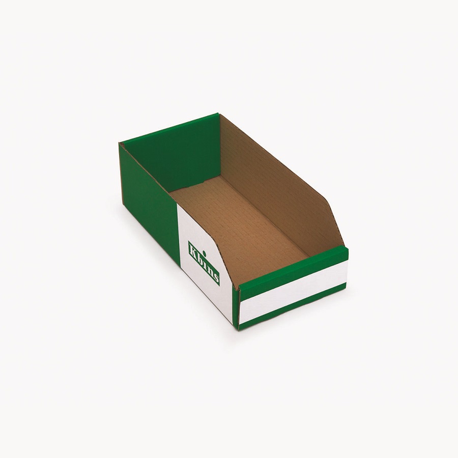 Kbins Cardboard Recycle Bin, 300 mm x 150 mm x 100 mm, White, Green