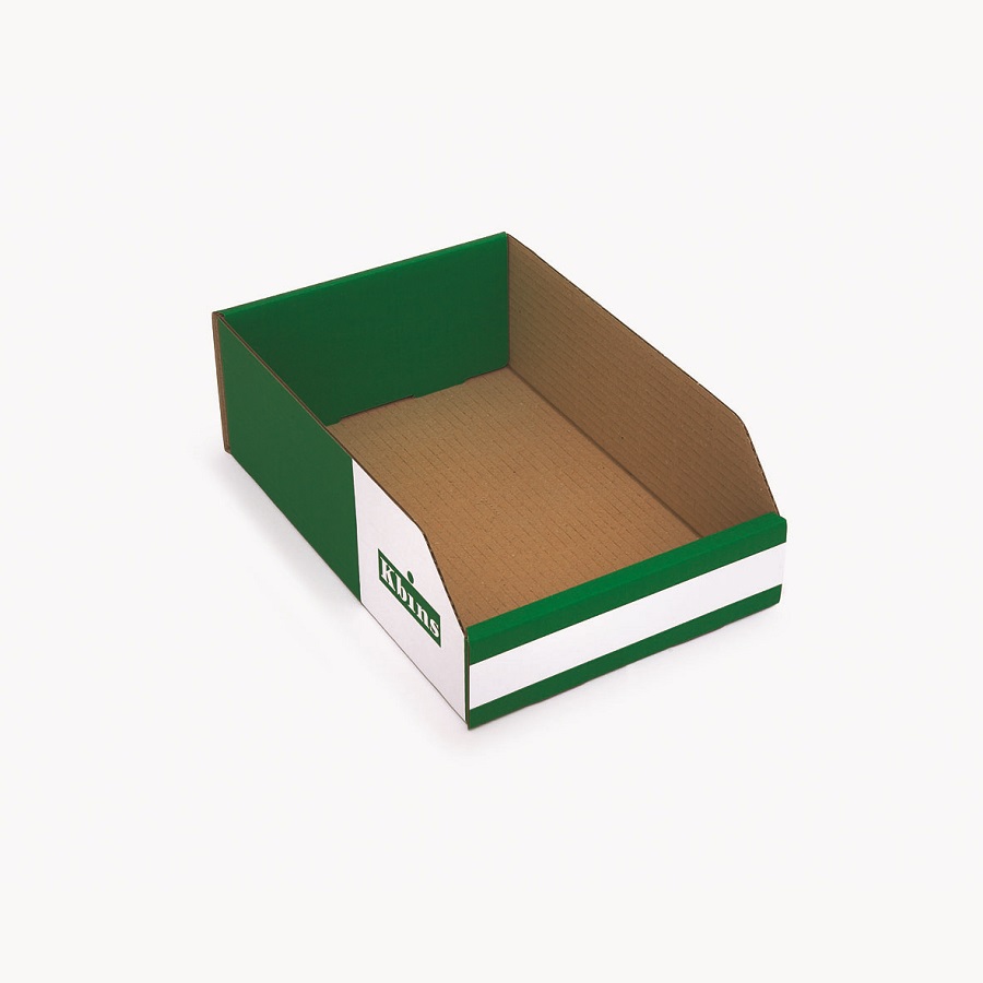 Kbins Cardboard Recycle Bin, 300 mm x 200 mm x 100 mm, Green, White