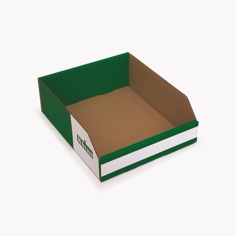 Kbins Cardboard Recycle Bin, 300 mm x 250 mm x 100 mm, White, Green