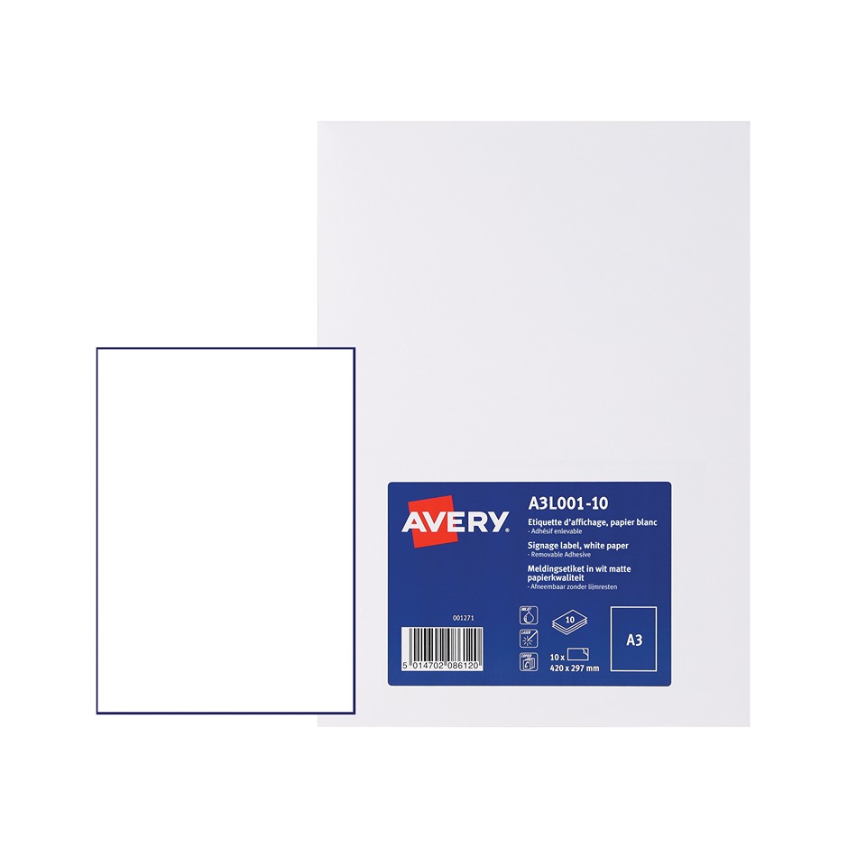 Avery White Printer Safety or Instructional Sign
