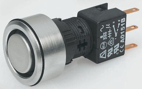 APEM A3 Series Illuminated Push Button Switch, Panel, 30 mm Cutout, DPDT, IP65