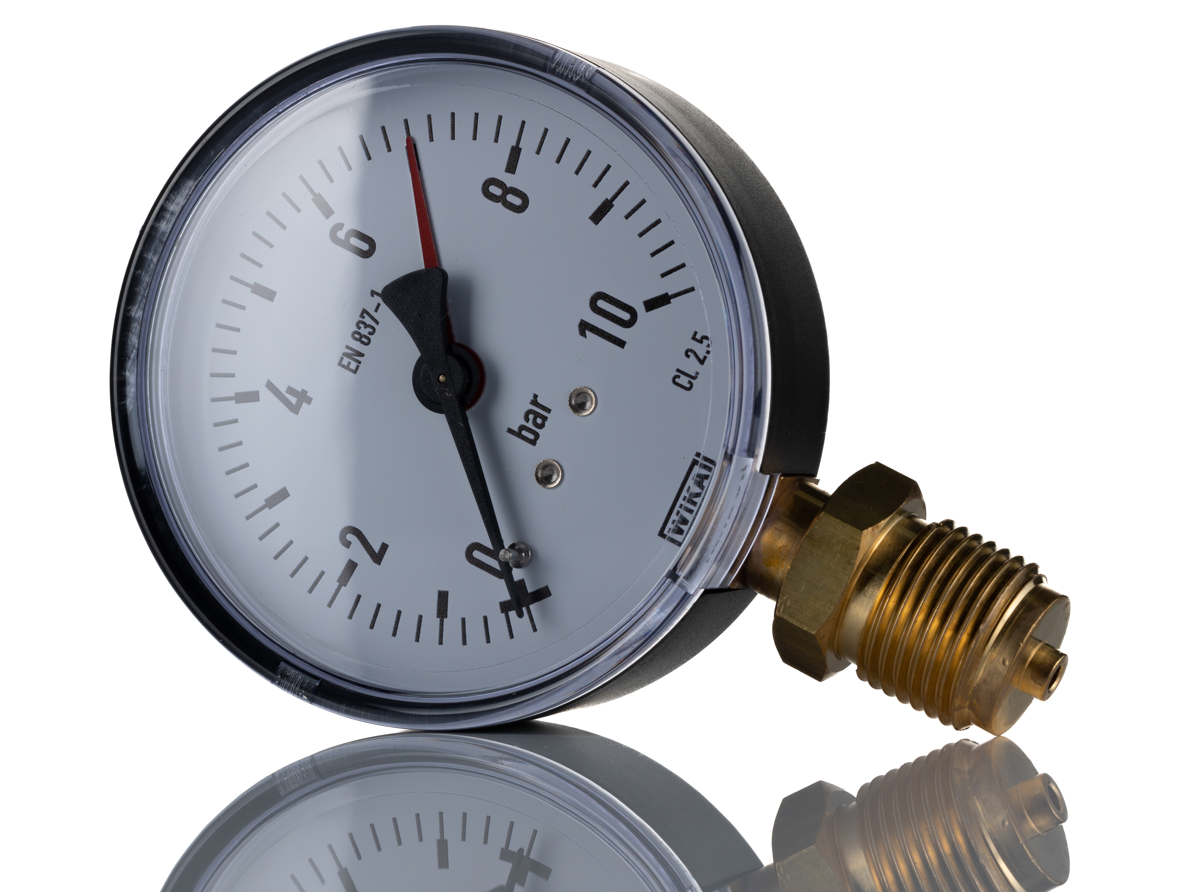 30809908 WIKA G 1/4 Analogue Pressure Gauge 10bar Bottom Entry 50mm Outside Diameter