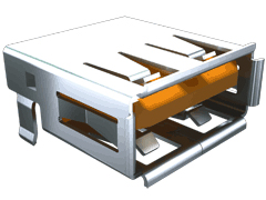 Samtec Right Angle, Through Hole, Socket- Single Port Type A 2.0 USB Connector