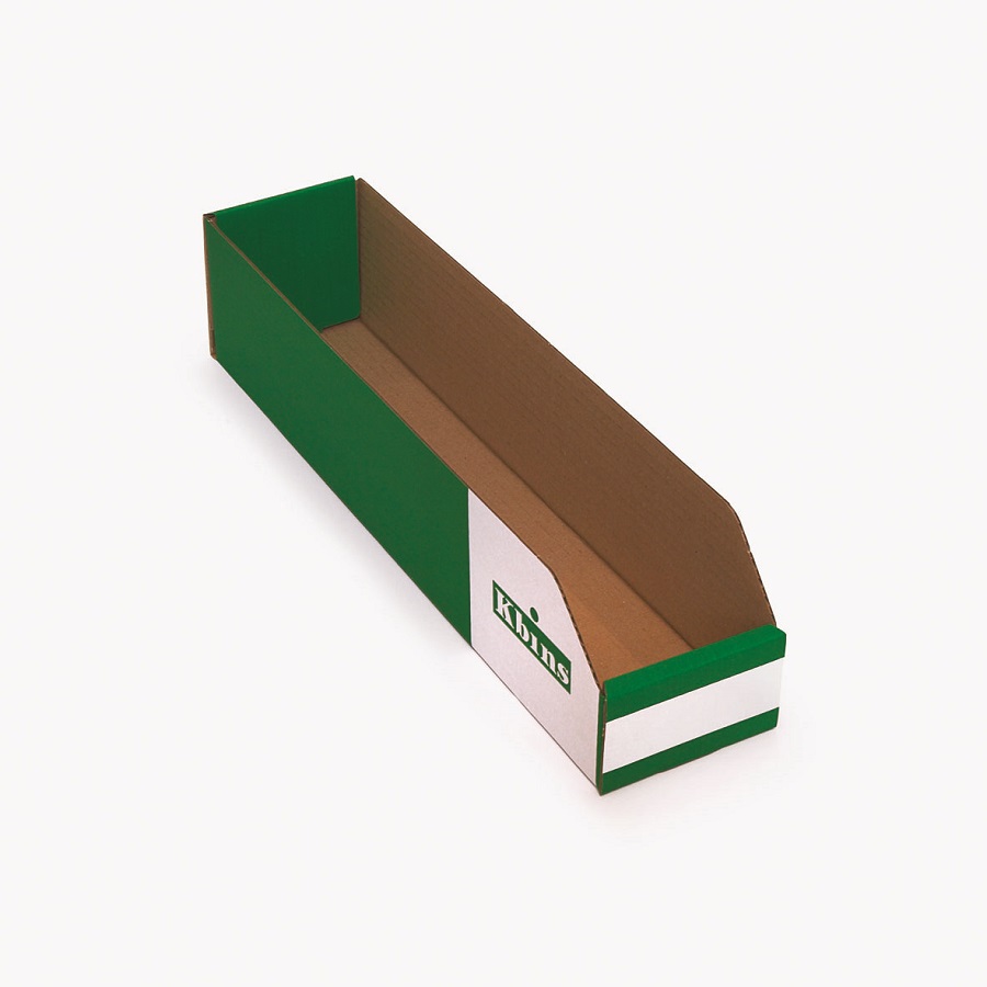 Kbins Cardboard Recycle Bin, 450 mm x 100 mm x 100 mm, Green, White
