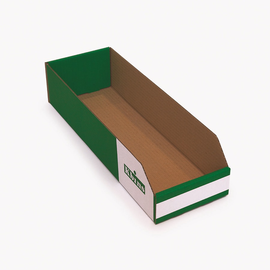 Kbins Cardboard Recycle Bin, 450 mm x 150 mm x 100 mm, Green, White