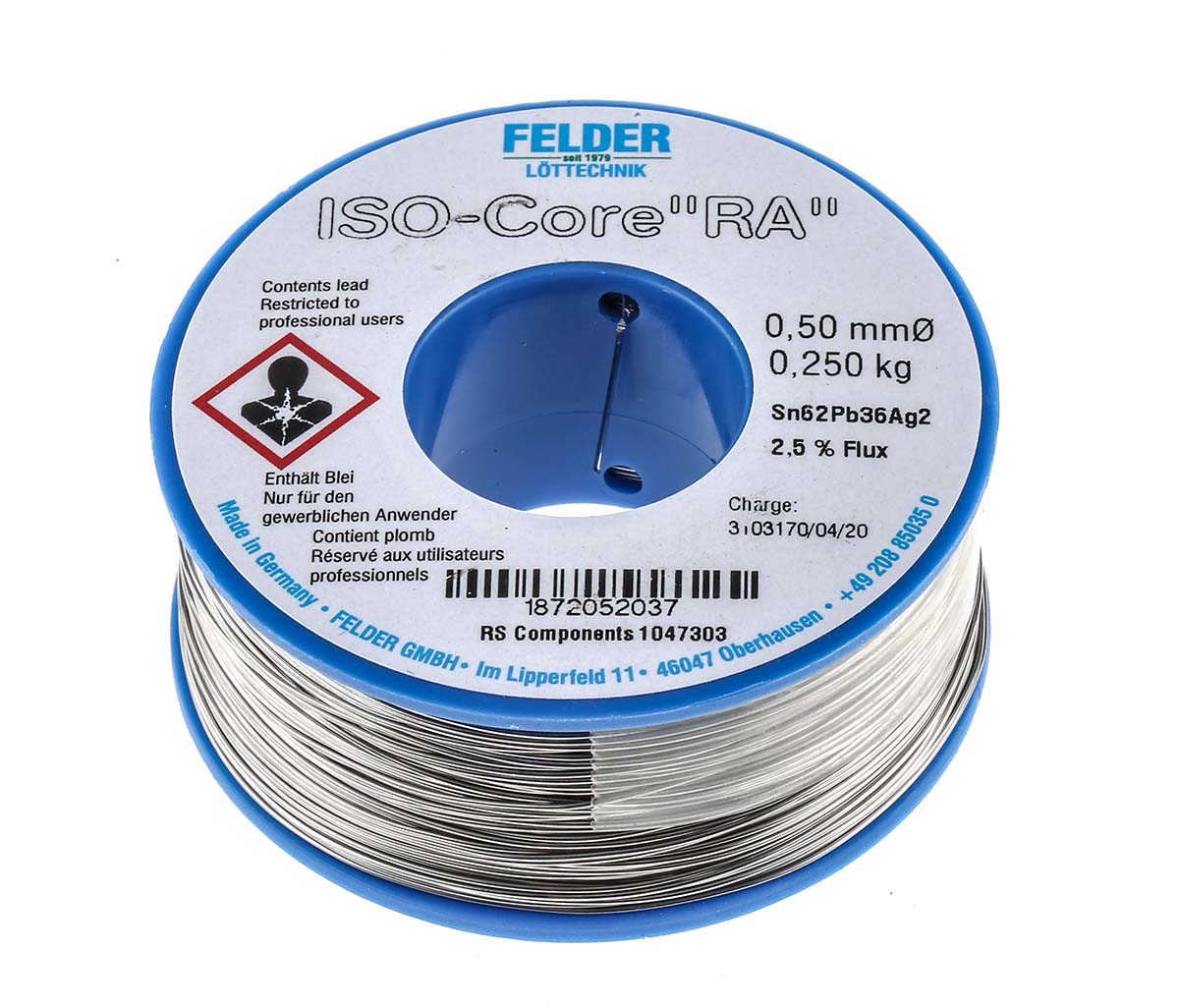 Felder Lottechnik Wire, 0.5mm Lead solder, 179°C Melting Point