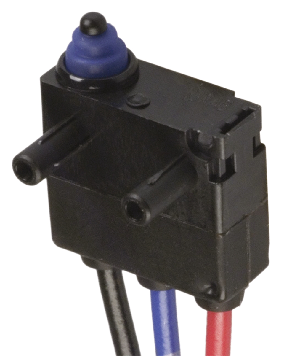 Omron Plunger Micro Switch, Through Hole Terminal, 2 A @ 12 V dc, SPDT, IP67