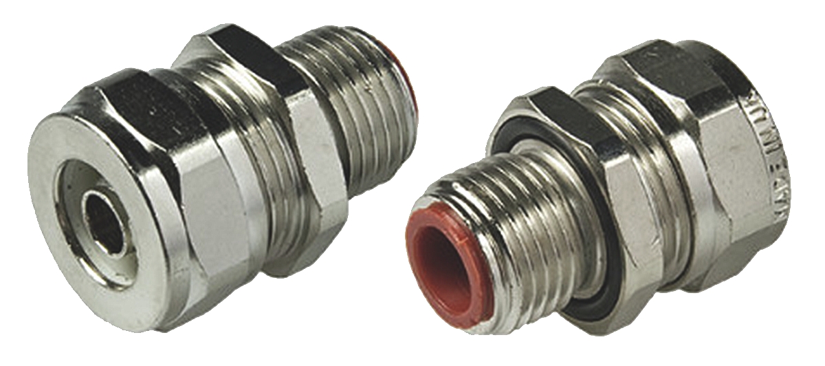 Adaptaflex Straight, Conduit Fitting, 20mm Nominal Size, M20, Brass, Metallic IP67 rating