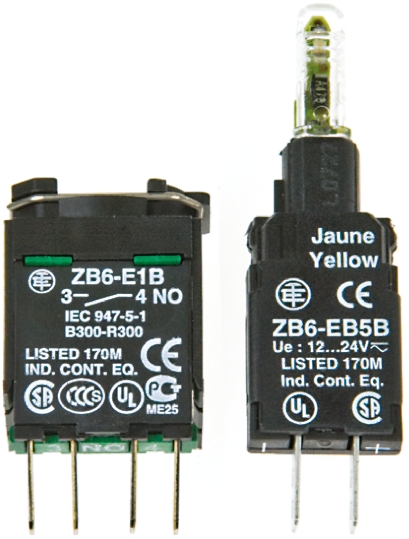 Schneider Electric XB6 Contact & Light Block 1NO LED Yellow 12 → 24 V, 12 → 24 V ac/dc