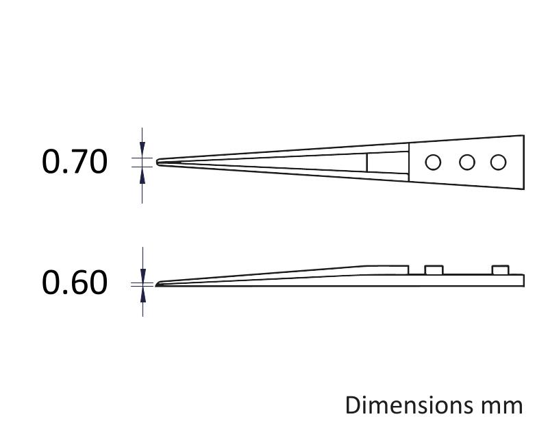 a71mz ideal-tek 45 mm Zirconia Toughened Aluminium Fine, Straight, Bevel ESD Safe Tweezer Tips