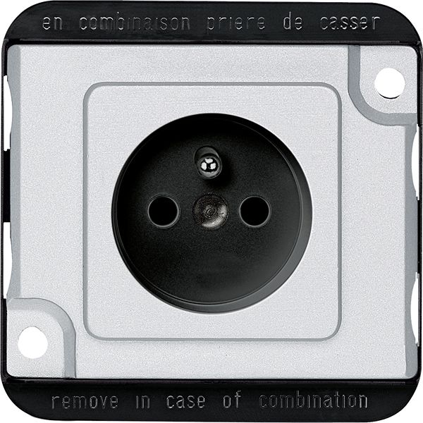 Schneider Electric Antivandale Silver Plug Socket, 2 Poles, 16A, French 2P