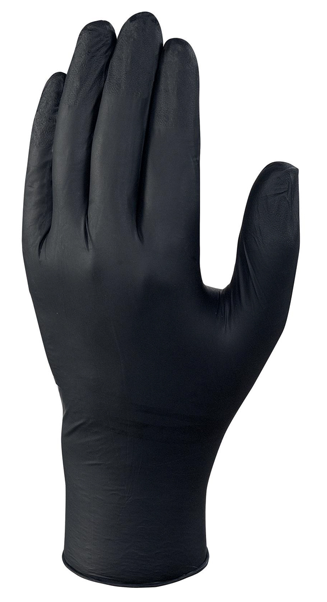 Delta Plus Venitactyl Black Powder-Free Nitrile Disposable Gloves, Size 10.5, XL, 100 per Pack