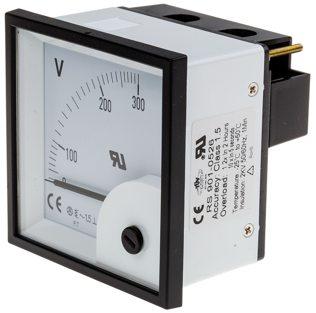 901-0526 RS PRO Analogue Voltmeter AC ±1.5 %, 68 x 68 mm